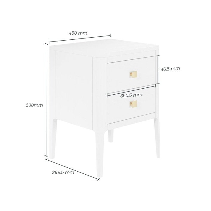 DI Designs Abberley Bedside | White | 2 Drawers - SantoLusso