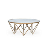 DI Designs Crofton Round Coffee Table | White Marble Glass - SantoLusso