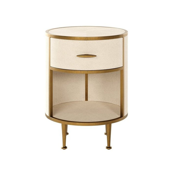 DI Designs Hampton Bedside | Round | Ivory Shagreen - SantoLusso