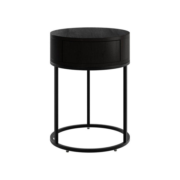 DI Designs Hampton Bedside | Round Wooden | Black - SantoLusso