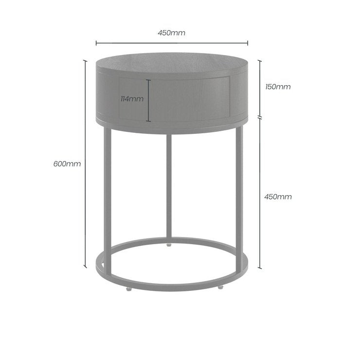 DI Designs Hampton Bedside | Round Wooden | Black - SantoLusso