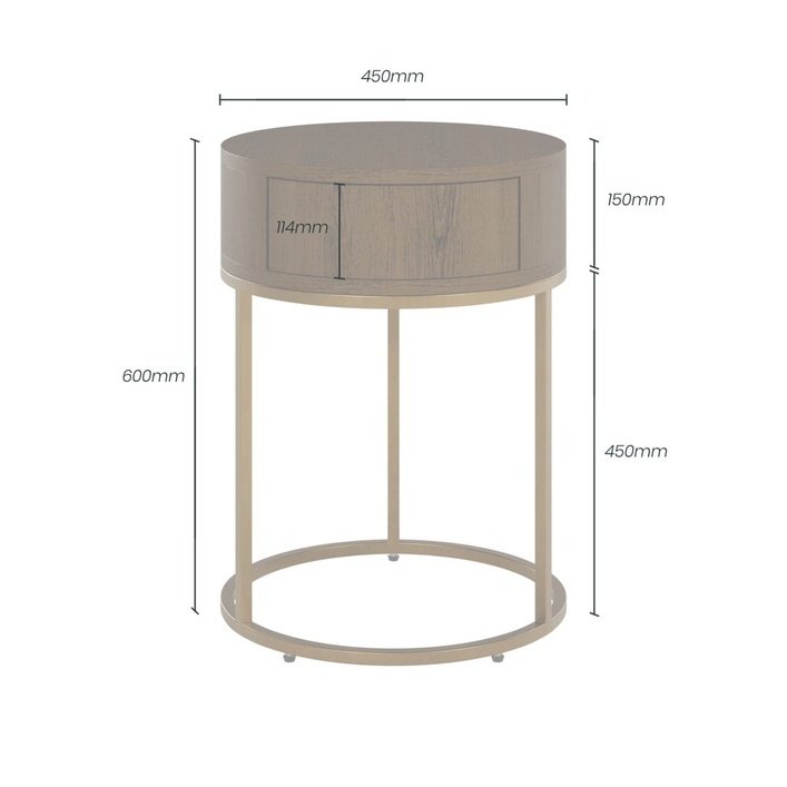 DI Designs Hampton Bedside | Round Wooden | Brown - SantoLusso