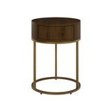 DI Designs Hampton Bedside | Round Wooden | Brown - SantoLusso