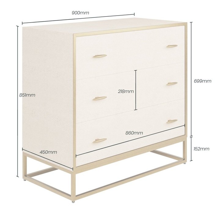 DI Designs Hampton Chest of Drawers | Ivory Shagreen - SantoLusso