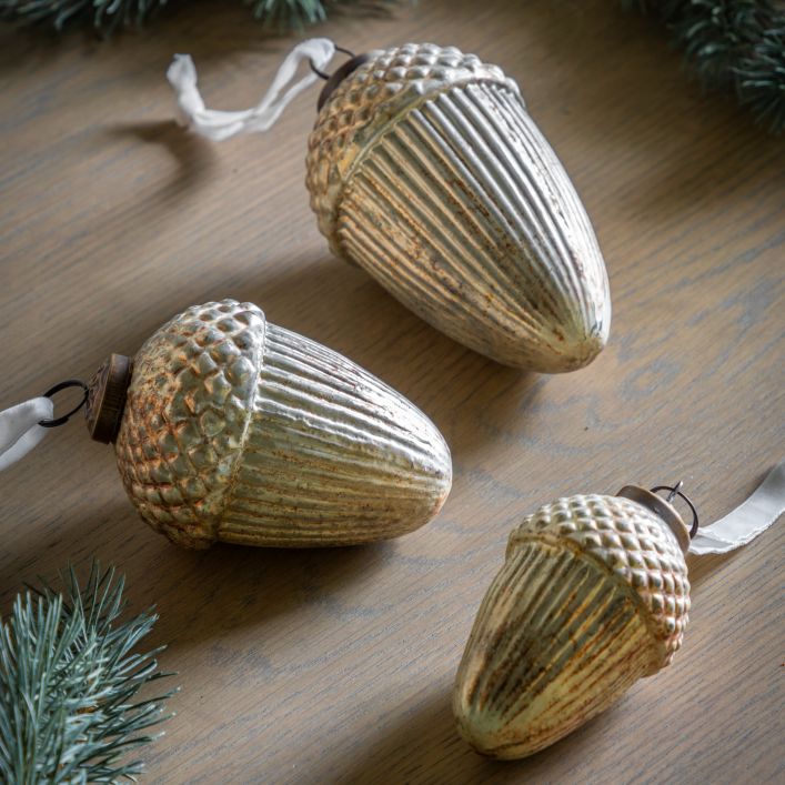 Ghedi Acorn Bauble Antique Gold Set of 6 Large — SantoLusso®