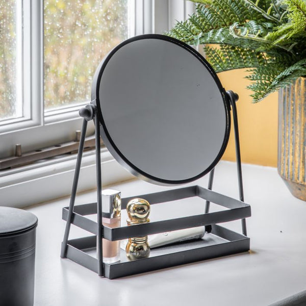 Ghedi Carly Vanity Mirror with Tray Black — SantoLusso®