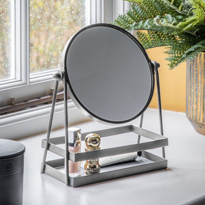 Ghedi Carly Vanity Mirror with Tray Silver — SantoLusso®