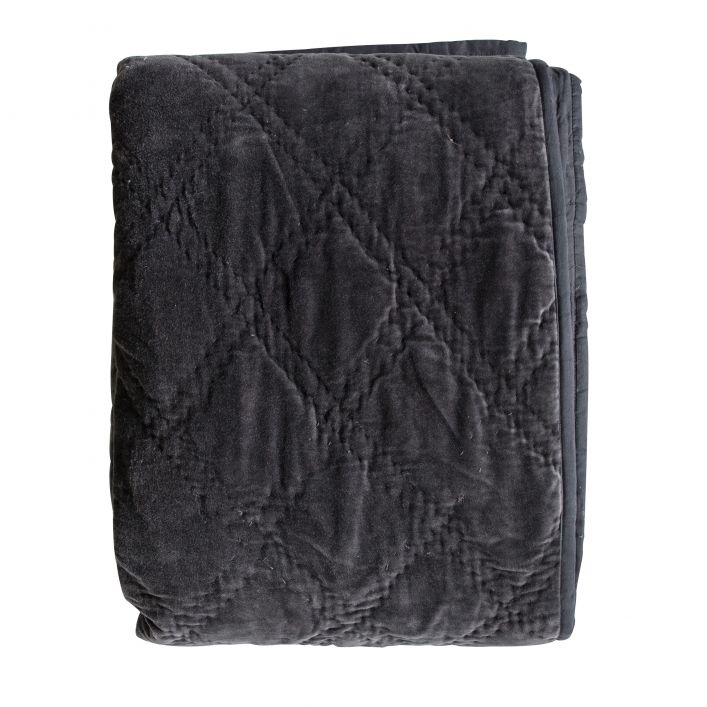 Ghedi Dasa Quilted Diamond Bedspread Charcoal — SantoLusso®