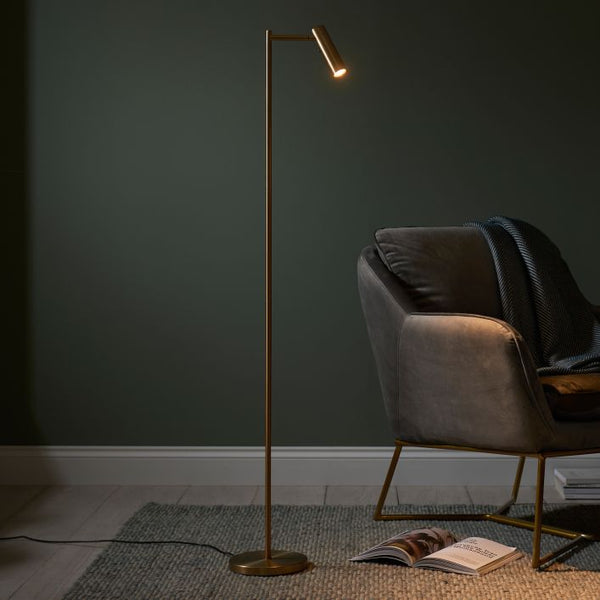 Ghedi Dedito Reader 1 Floor Lamp Satin Warm Brass — SantoLusso®