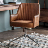 Ghedi Fiaggo Swivel Chair Vintage Brown Leather — SantoLusso®