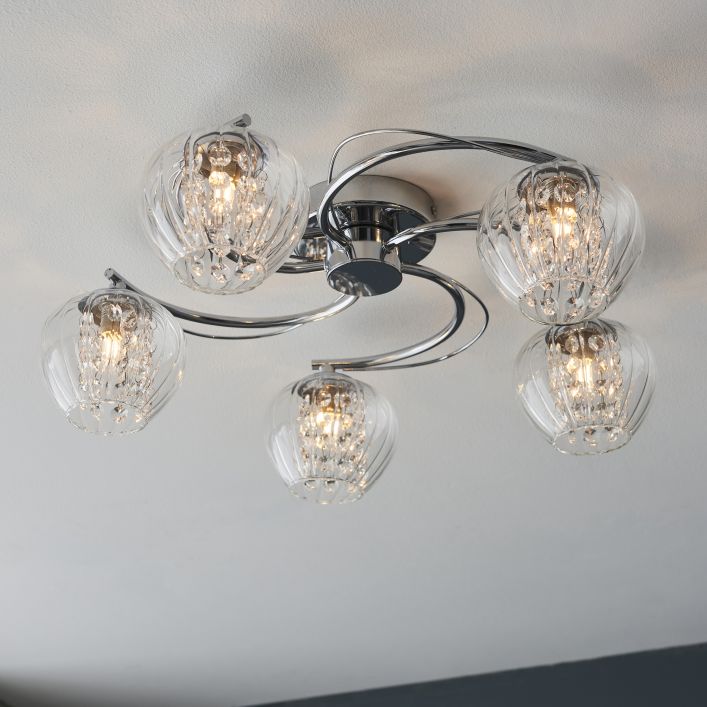 Ghedi Geralla 5 Ceiling Light Chrome — SantoLusso®