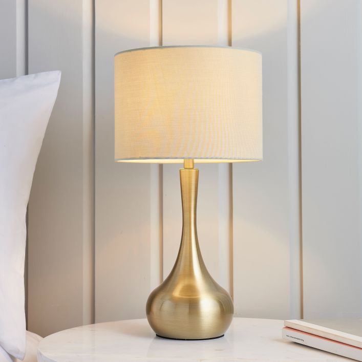 Ghedi Giosue Table Lamp Brass & Taupe — SantoLusso®