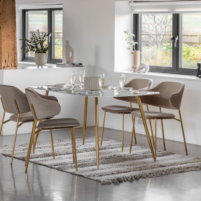 Ghedi Leona Dining Table White Effect — SantoLusso®