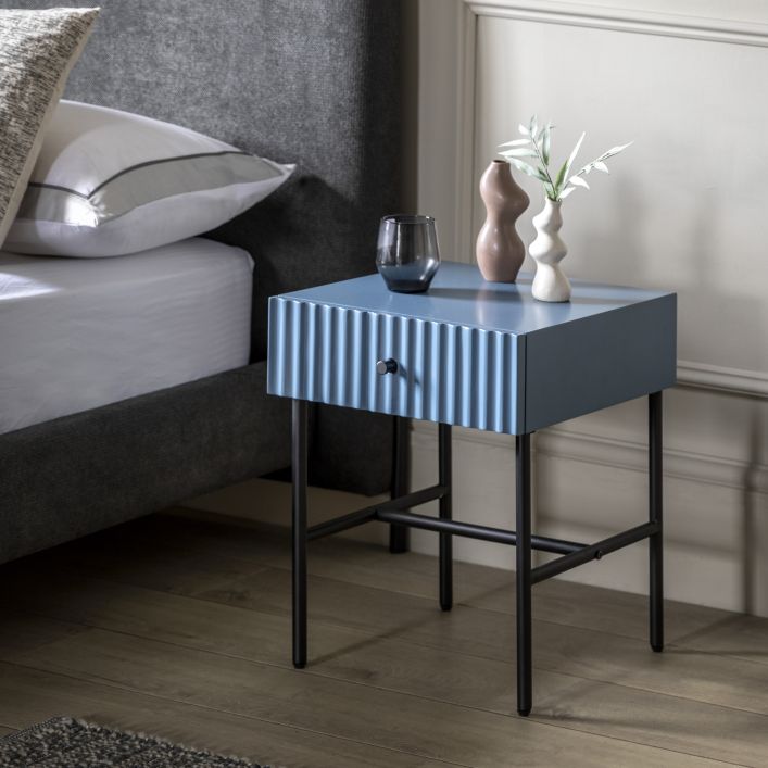 Ghedi Nicolanna 1 Drawer Bedside Blue — SantoLusso®