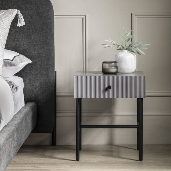 Ghedi Nicolanna 1 Drawer Bedside Grey — SantoLusso®