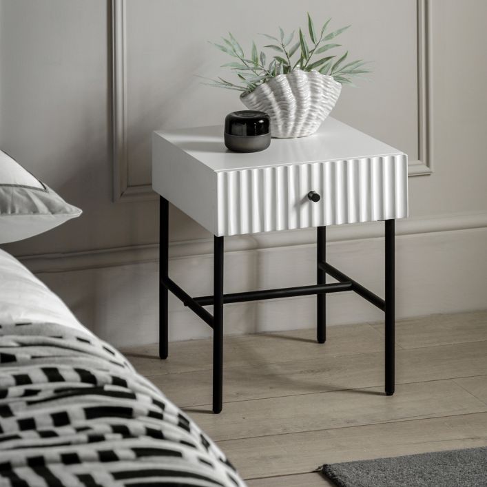 Ghedi Nicolanna 1 Drawer Bedside White — SantoLusso®