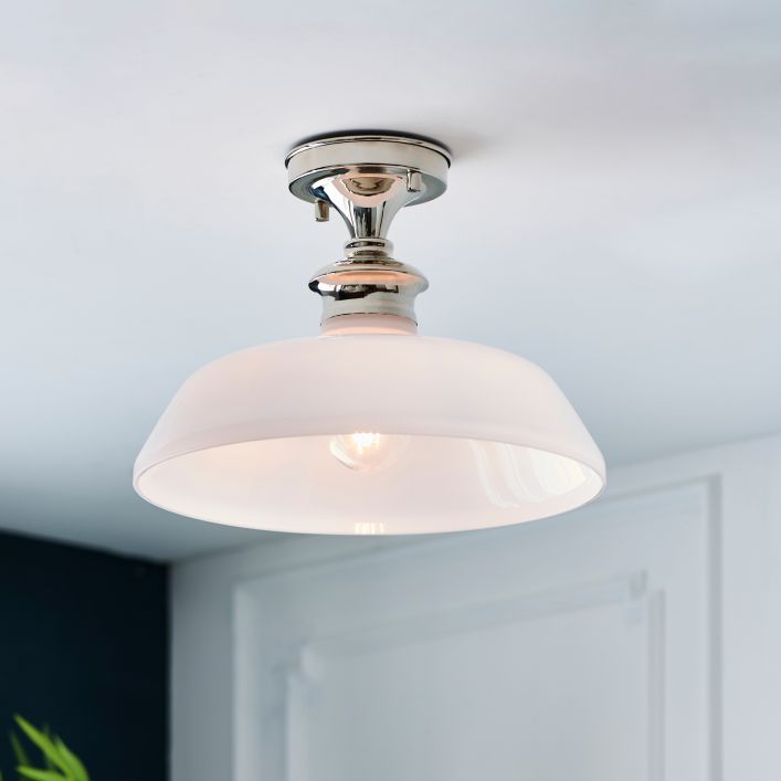 Ghedi Ombello 1 Ceiling Light Nickel/Opal — SantoLusso®