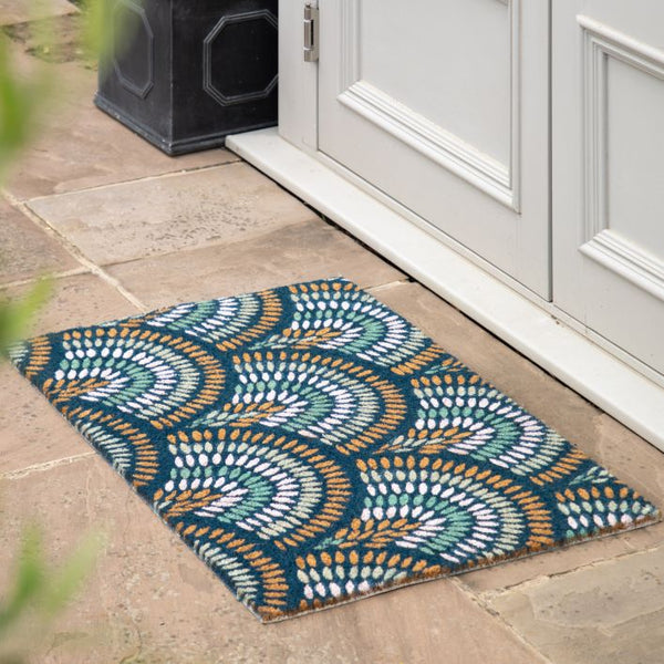 Ghedi Palza Navy Peacock Doormat — SantoLusso®