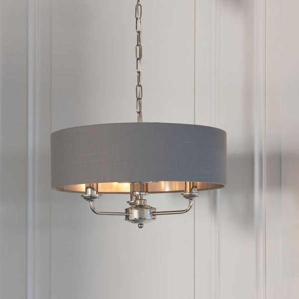 Ghedi Pasquale 3 Pendant Light Nickel & Charcoal Long — SantoLusso®