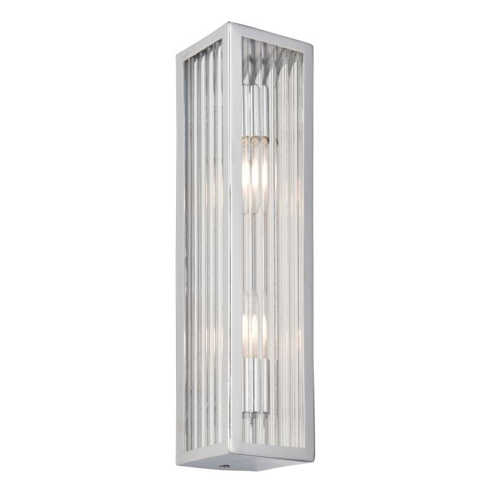 Ghedi Perpetua Bathroom 2 Wall Light Chrome/Clear Ribbed — SantoLusso®