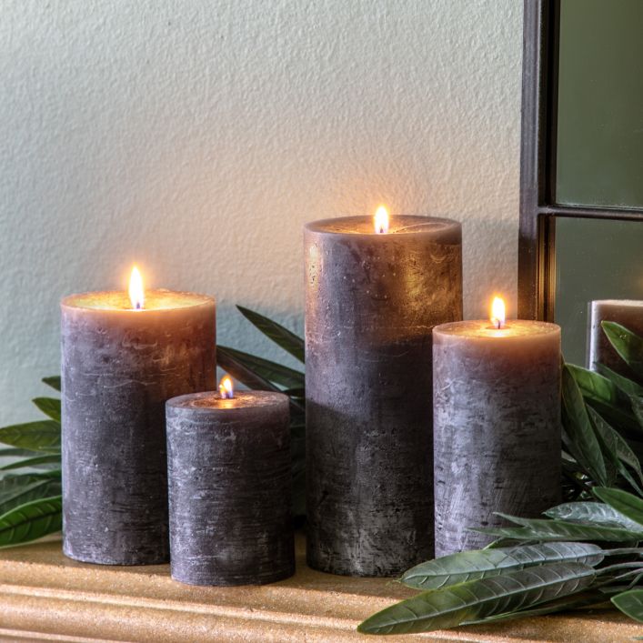 Ghedi Pillar Candle Rustic Slate 2pk Large — SantoLusso®