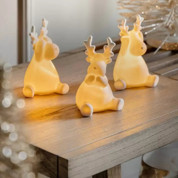 Ghedi Reindeer with LED White Set of 3 — SantoLusso®