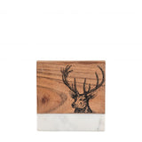 Ghedi Stag Coasters White Marble Set of 4 — SantoLusso®