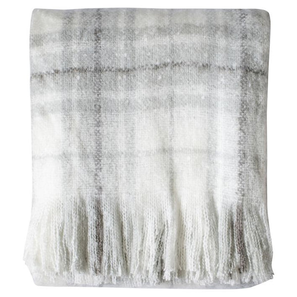 Ghedi Taddeo Check Faux Mohair Throw Grey — SantoLusso®