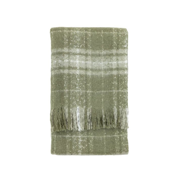 Ghedi Taddeo Check Faux Mohair Throw Olive — SantoLusso®