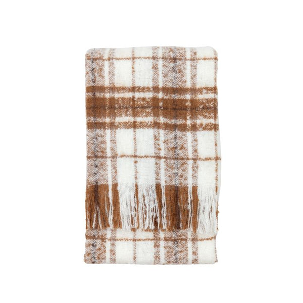 Ghedi Taddeo Check Faux Mohair Throw Tan — SantoLusso®