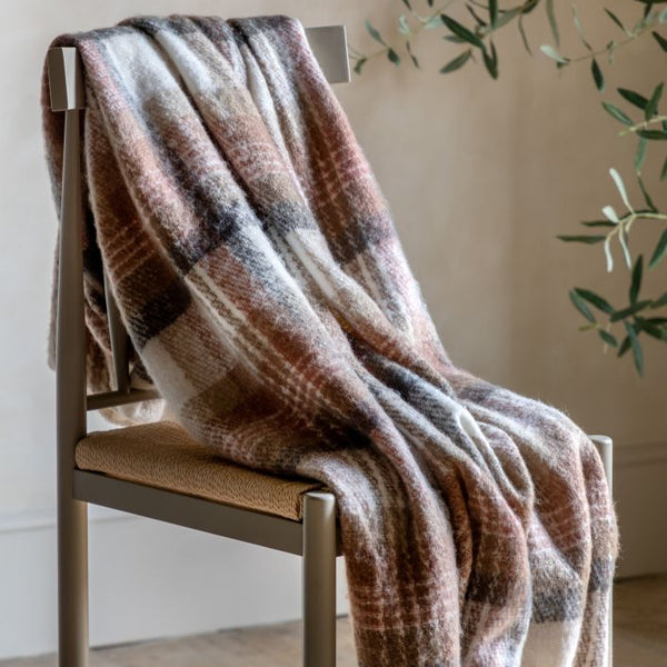 Ghedi Taddeo Check Natural Faux Mohair Sherpa Throw — SantoLusso®