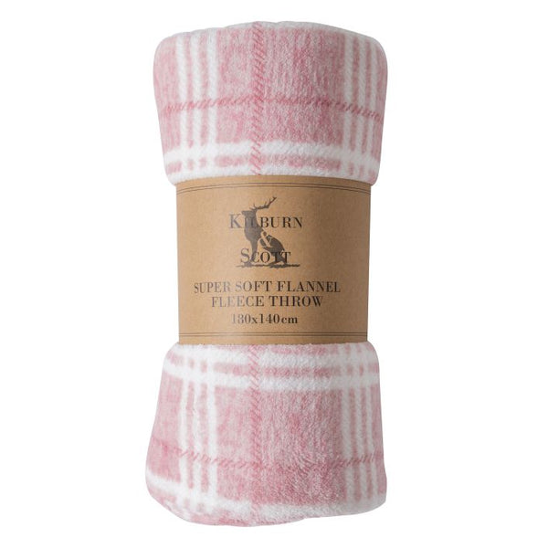 Ghedi Tiberi Checked Rolled Fleece Blush — SantoLusso®