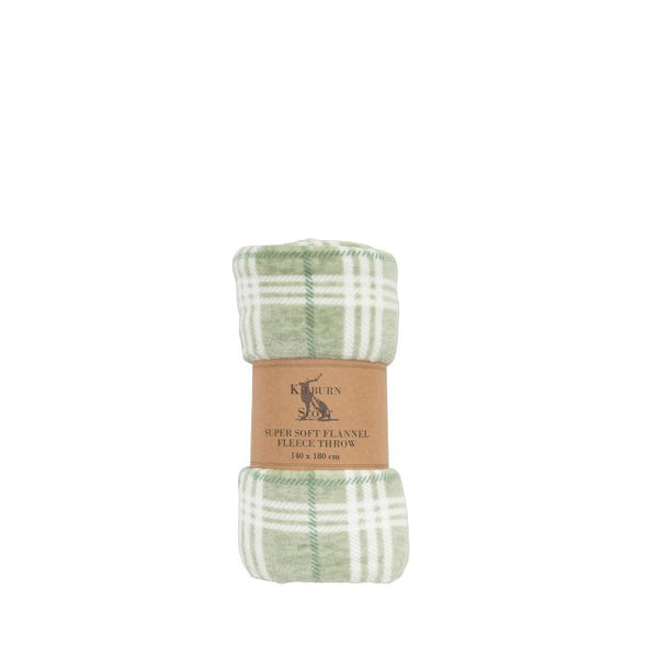 Ghedi Tiberi Checked Rolled Fleece Sage — SantoLusso®