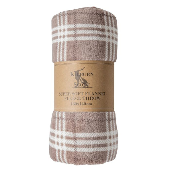 Ghedi Tiberi Checked Rolled Fleece Taupe — SantoLusso®