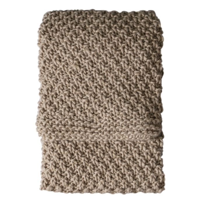 Ghedi Tommaso Chunky Knitted Throw Oatmeal — SantoLusso®