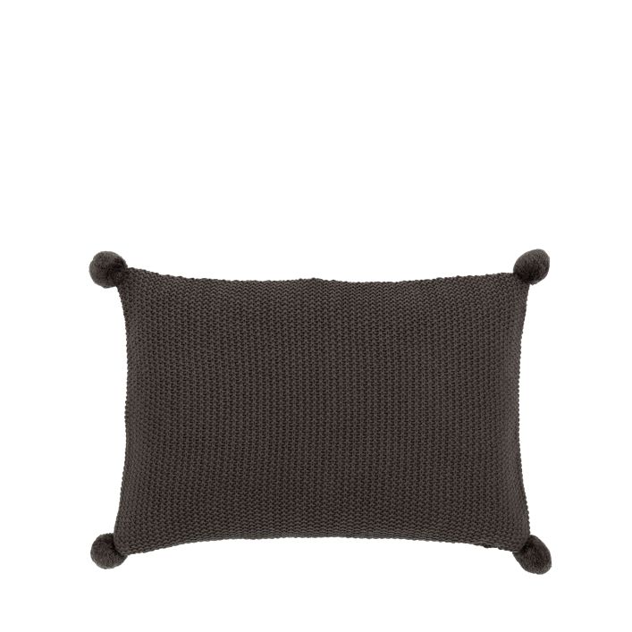 Ghedi Tommaso Stitch PomPom Cushion Cover Charcoal — SantoLusso®