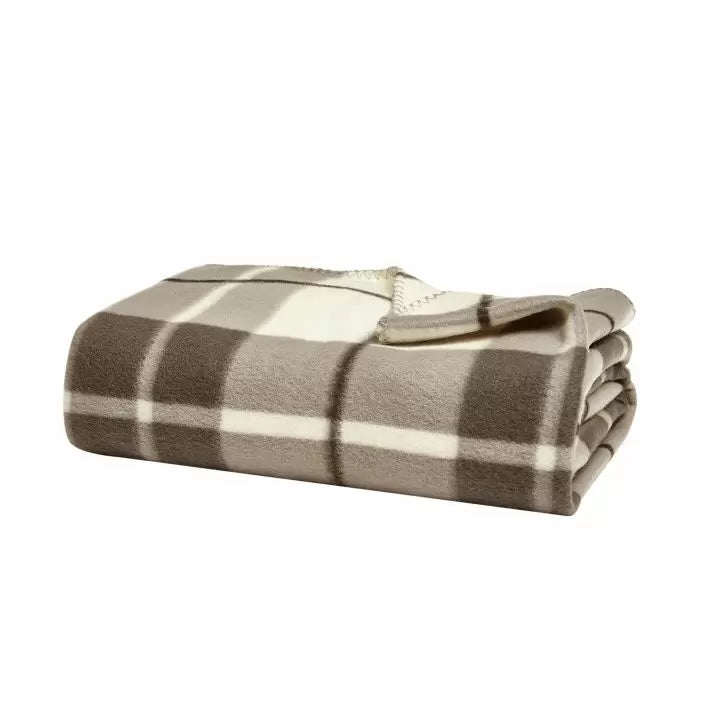 Ghedi Ugo Checked Fleece Blanket Natural Small — SantoLusso®