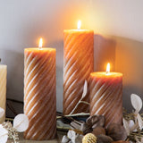 Ghedi Vanilla Pillar Candle Twist Amber 2pk — SantoLusso®