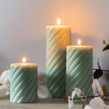 Ghedi Vanilla Pillar Candle Twist Sage 2pk — SantoLusso®