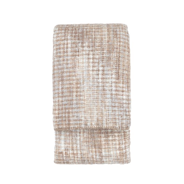 Ghedi Woven Natural Faux Mohair Sherpa Throw — SantoLusso®