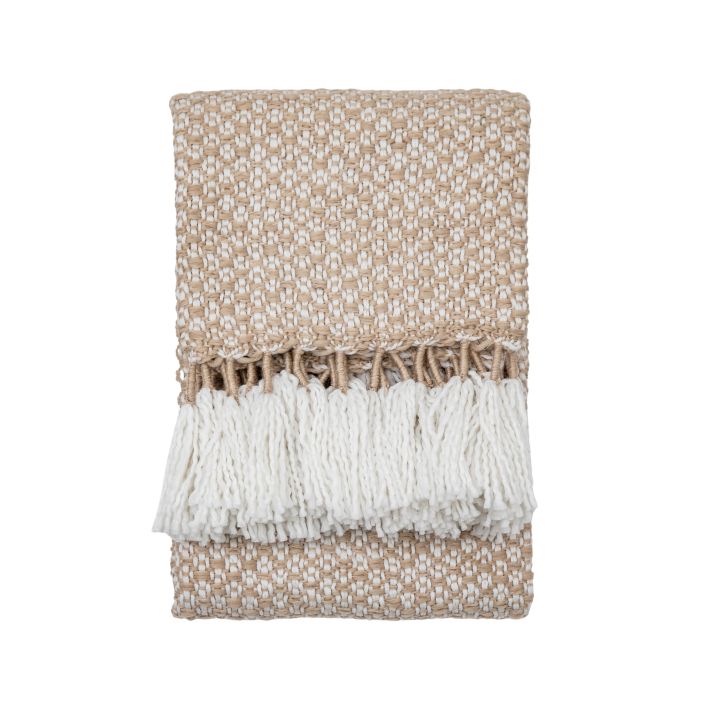 Ghedi Woven Wrapped Tassel Throw Natural — SantoLusso®