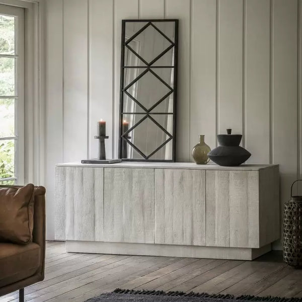 Ghedi Zalme 4 Door Sideboard Whitewash — SantoLusso®