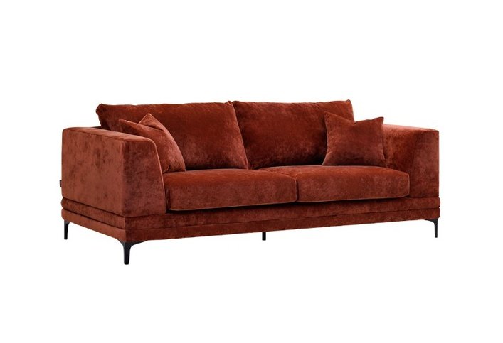 Aluxo Lenox 3 Seater Sofa In Rust Velvet - SantoLusso