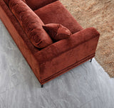 Aluxo Lenox 3 Seater Sofa In Rust Velvet - SantoLusso