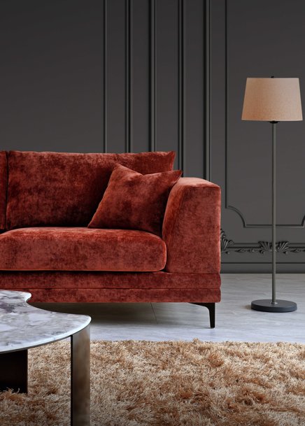 Aluxo Lenox 3 Seater Sofa In Rust Velvet - SantoLusso