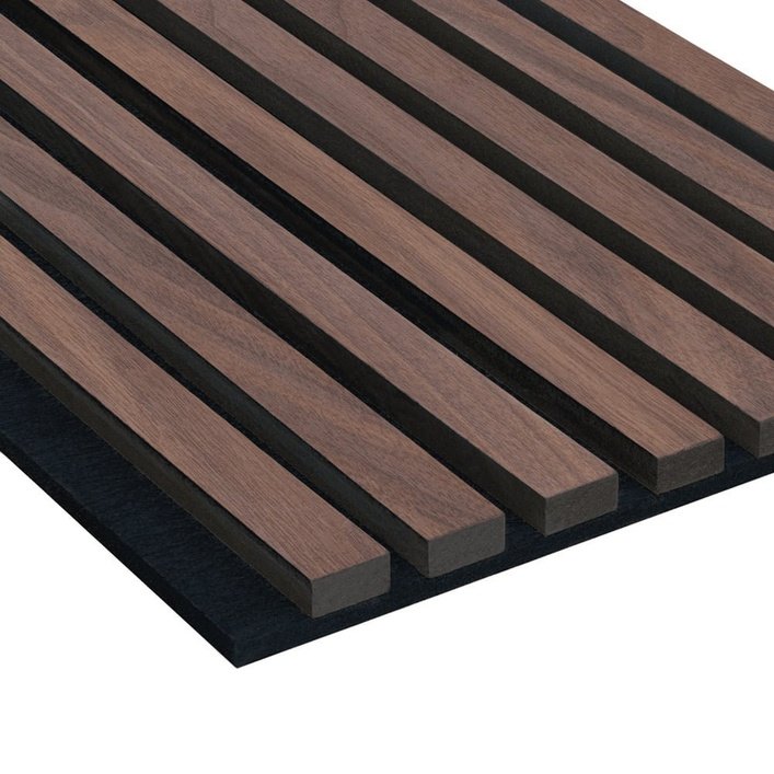 Aluxo Wood Veneer Acoustic Slatted Wall Panels - Dark Oak, Pack of 4 - SantoLusso