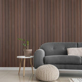 Aluxo Wood Veneer Acoustic Slatted Wall Panels - Dark Oak, Pack of 4 - SantoLusso