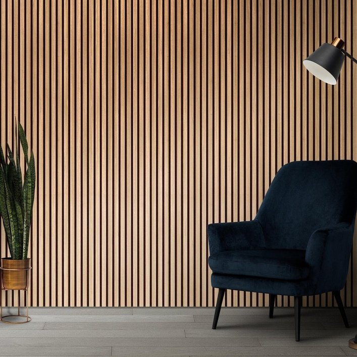 Aluxo Wood Veneer Acoustic Slatted Wall Panels - Light Oak, Pack of 4 - SantoLusso