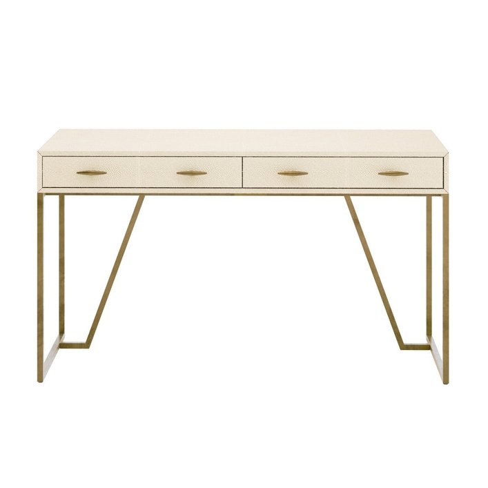 DI Designs Hampton Desk | Ivory Shagreen - SantoLusso