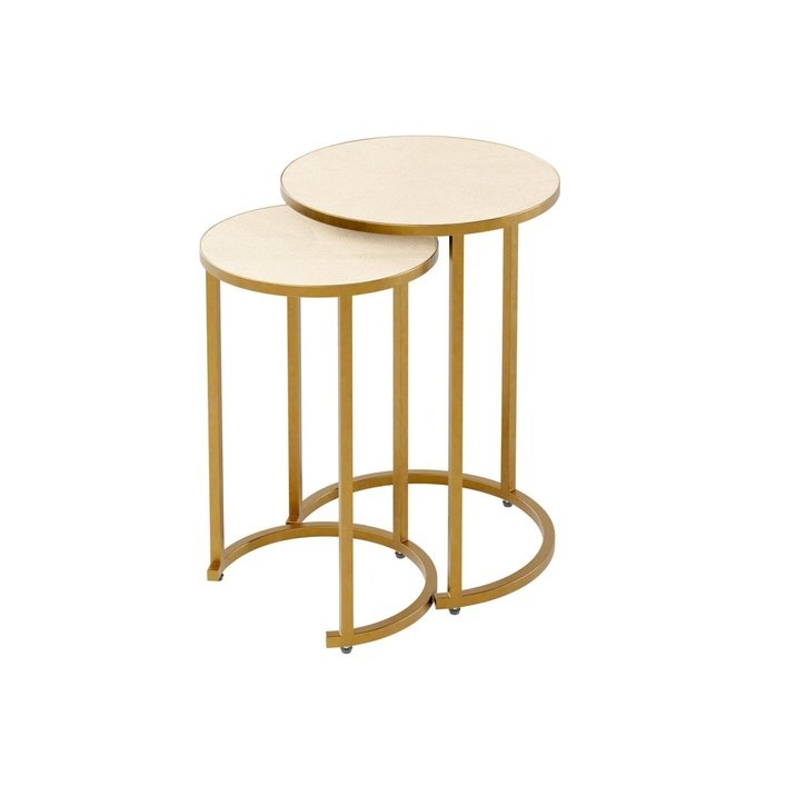 DI Designs Hampton Nest Table | Ivory Shagreen | 2 piece - SantoLusso